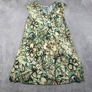 Jams World Jasmine Dress Women Large Green Floral Rayon V-Neck Sleeveless